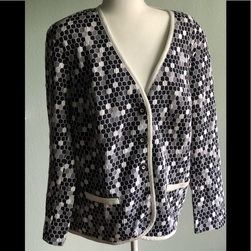 Navy and White cardigan/blazer